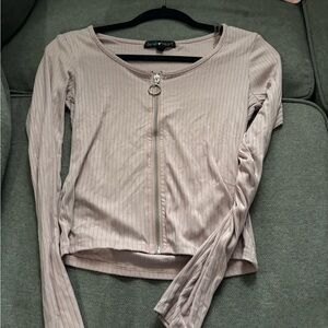 SHEIN Light Pink Ribbed Long Sleeve Top